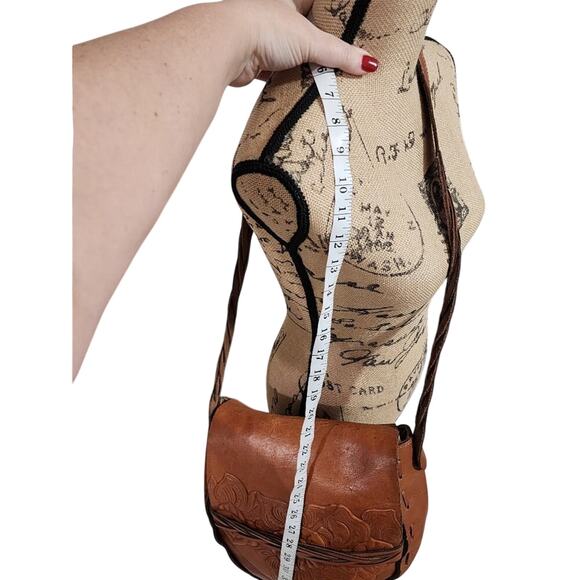 Patricia Nash‎ Brown Tooled Leather Saddle Bag crossbody purse - Picture 4 of 16